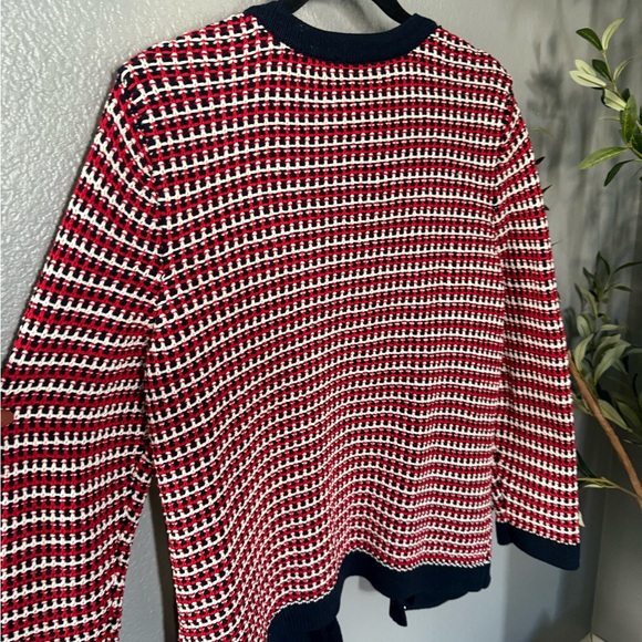 Talbots Red, White, And Navy Knit Cardigan Sweater - Picture 8 of 10